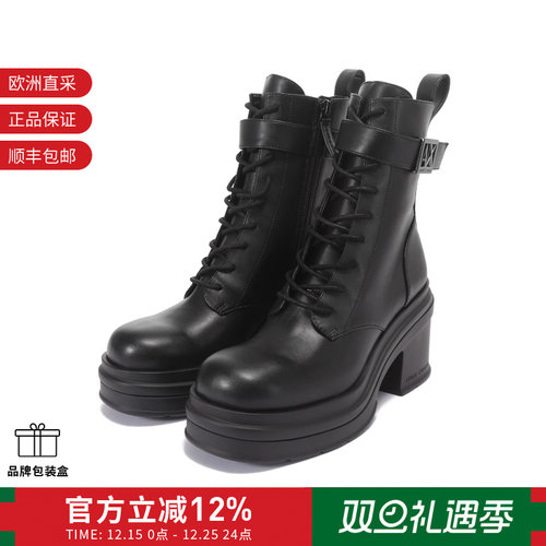 阿玛尼女士厚底高跟短靴马丁靴