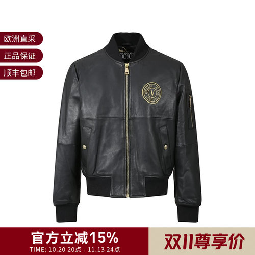 VJC范思哲 男士复古拉链短款夹棉皮衣夹克上衣外套 GAVP06