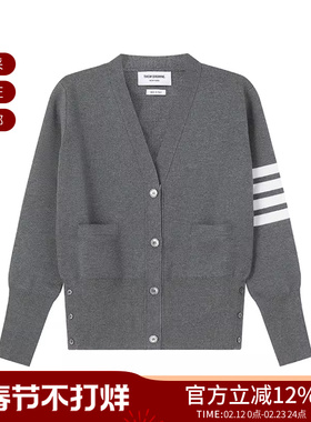 Thom Browne 女士羊毛短款V领开衫针织衫羊毛衫 FKC207A 00014