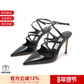 Choo 女士足踝绑带尖头细跟露跟高跟鞋 凉鞋 Jimmy AZIA PUMP