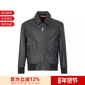宽松版 Hugo Boss男士 皮衣飞行员夹克上衣外套50543240