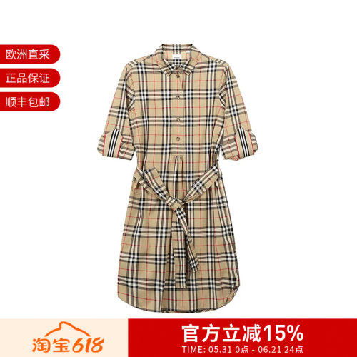 博柏利女士衬衫式连衣裙