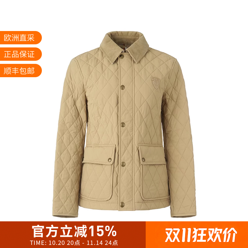 BURBERRY 女士B字型盾牌刺绣贴饰绗缝夹克薄款棉服外套 8097996