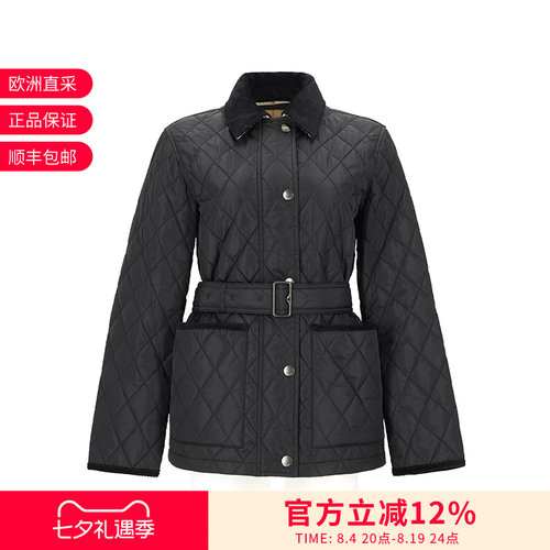 博柏利女士绗缝薄款夹棉夹克棉服