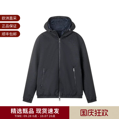 阿玛尼男士连帽棉服夹棉上衣外套