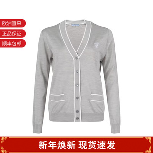 V领长袖 Prada普拉达女士薄款 针织衫 开衫 10OX P25L11 甄品精选