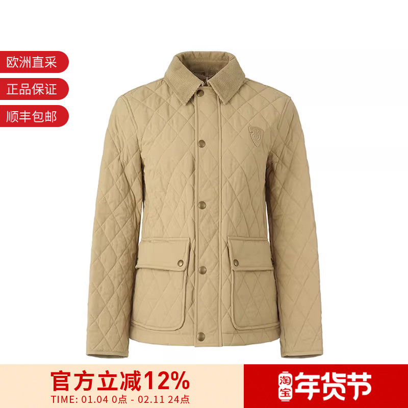 BURBERRY 女士B字型盾牌刺绣贴饰绗缝夹克薄款棉服外套 8097996