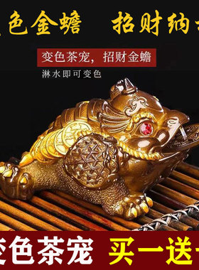 变色茶宠摆件金蟾蟾蜍牛可养宠物茶台茶盘茶具饰品精品茶道配件