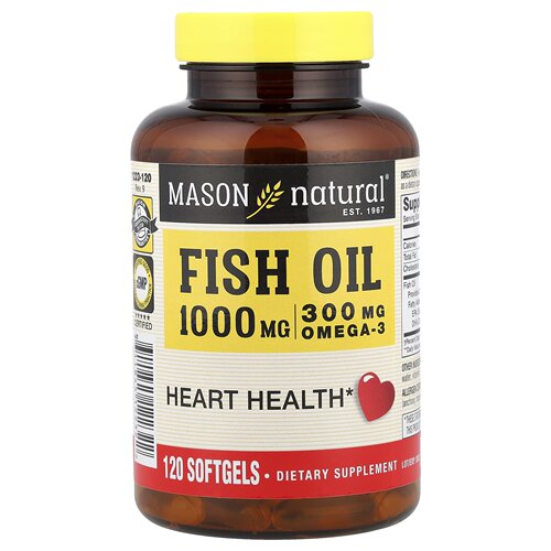 美国Mason Natural心脏健康膳食补剂1,000毫克120粒软胶囊