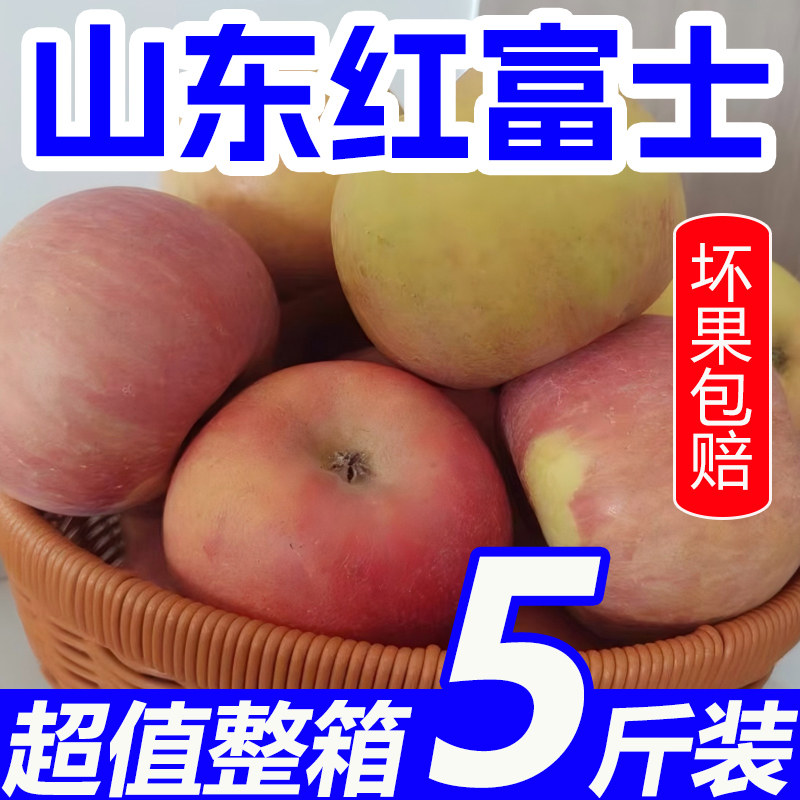 【整箱5斤】山东红富士苹果现摘当季冰糖心苹果新鲜孕妇水果批发