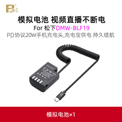 沣标松下DMW-BLF19E假电池DMC-GH4 GH5 GH3直播供电套装GH5S单反DC-G9LGK微单模拟外接电源适配器充电宝直播