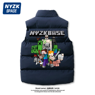 Nyz我的世界羽绒棉马甲男款秋冬2025新款大码青少年保暖外穿背心