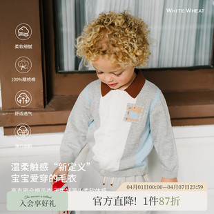 上衣男女童毛线衣毛衣纯棉polo针织衫 新款 whitewheat儿童26春秋季