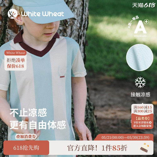 whitewheat羽毛球拍印花v领T恤