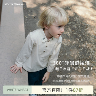 whitewheat儿童2025秋季 新款 上衣男童纯棉长袖 女宝春秋时髦polo衫