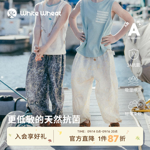 whitewheat条纹绣标防蚊裤