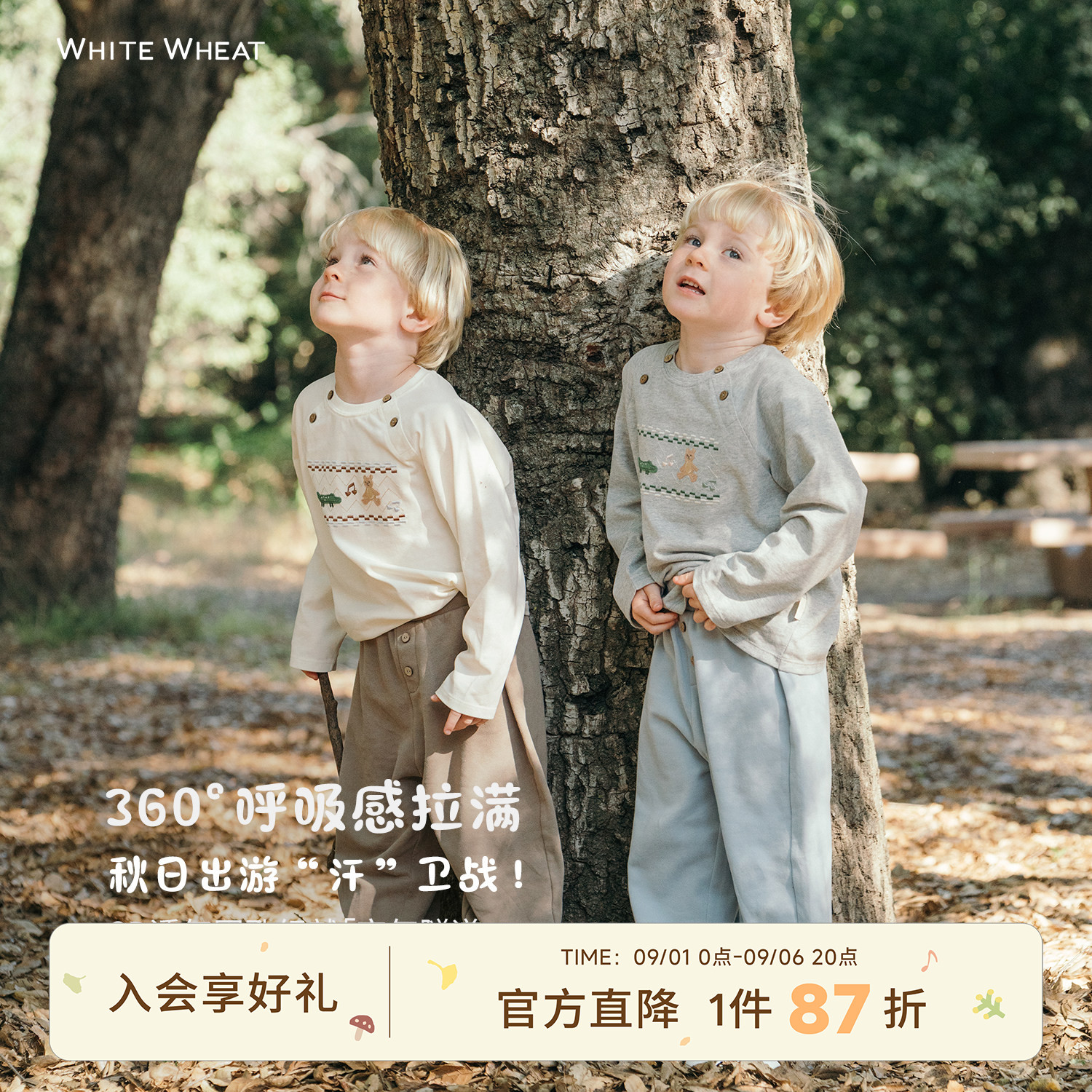 whitewheat鳄鱼小熊长袖T恤图片