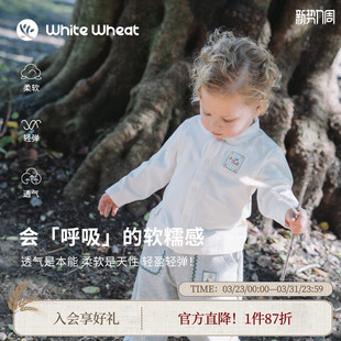 男童春秋T恤宝宝外出纯棉衬衣 翻领衬衫 whitewheat儿童26春季 新款