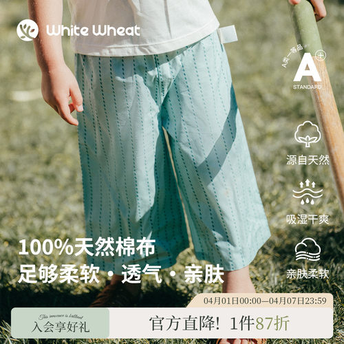 whitewheat考拉口袋条纹阔腿裤