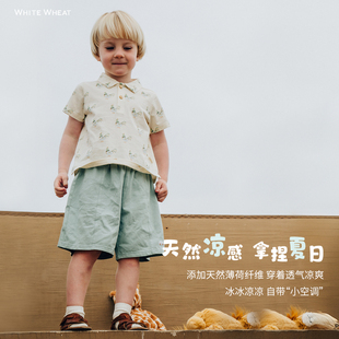子男女童休闲宝宝宽松纯棉薄短裤 裤 新款 whitewheat儿童2025夏季