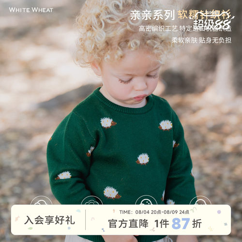 whitewheat秋冬纯棉卡通针织衫
