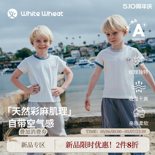 whitewheat撞色彩纱T恤