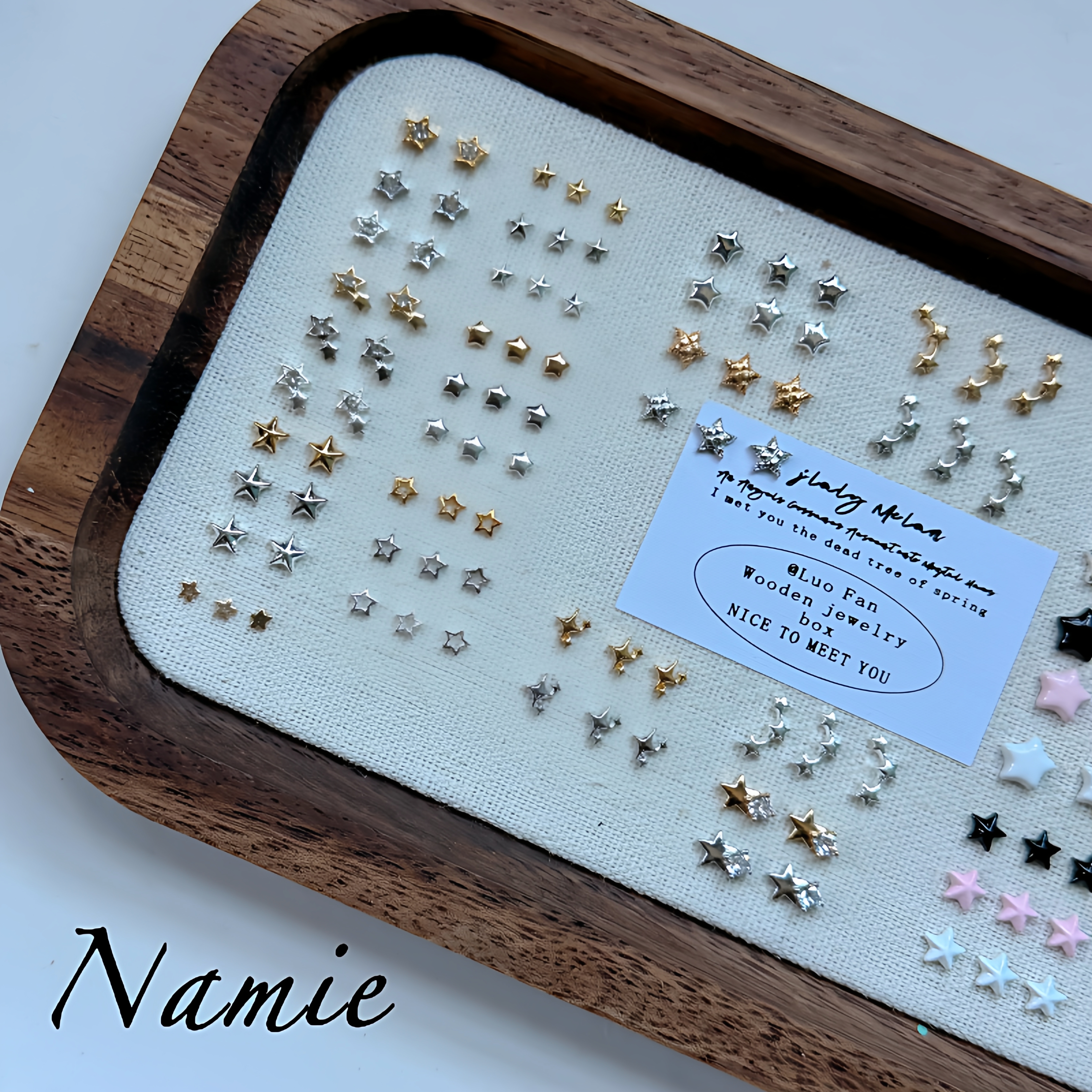 Namie严选高品质真空高保色多色圣诞五角星锆石大小尺寸美甲饰品