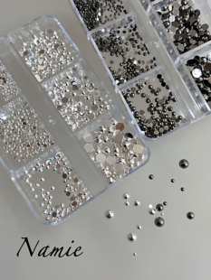 Namie严选高品平底圆形钢珠银色白金色枪黑色大容量套装 美甲饰品