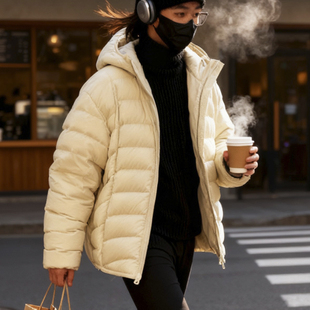 逆壳中性排骨羽绒服高级质感轻奢男女连帽90白鸭绒重工面包服外套