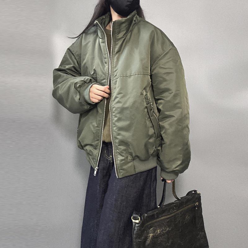 美式军绿色工装风飞行员夹克棉服