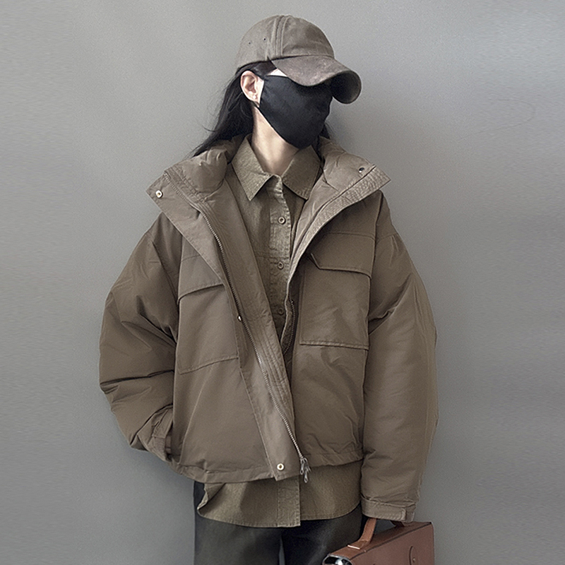 简约工装风保暖短款高级棉服外套