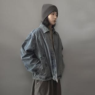 逆壳NZ 丹宁风上衣 复古做旧飞行员牛仔夹克外套女男vintage美式