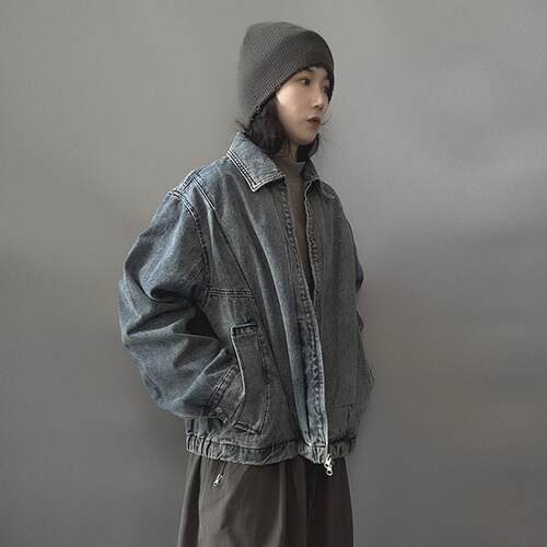 复古做旧美式飞行员牛仔夹克外套