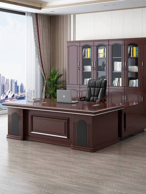 老板桌办公桌椅简约现代大班台电脑桌总裁经理桌带侧柜中式老板台