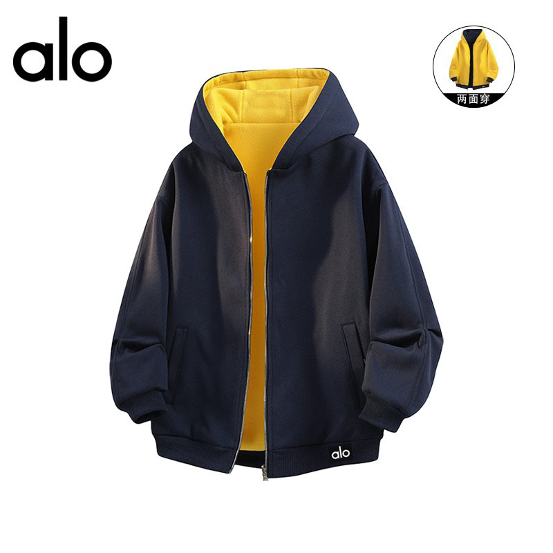 官方奥特莱斯】alo潮牌 秋冬季加绒保暖防风双面穿男女款卫衣外套