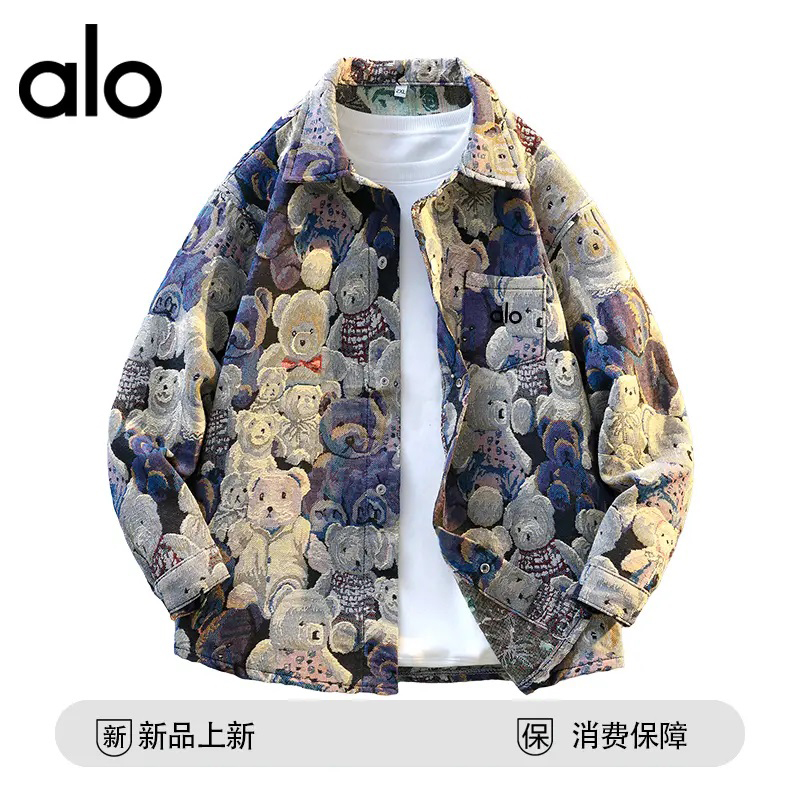 官方奥特莱斯】品牌折扣 美式高街夹克小熊印花衬衫外套男款上衣