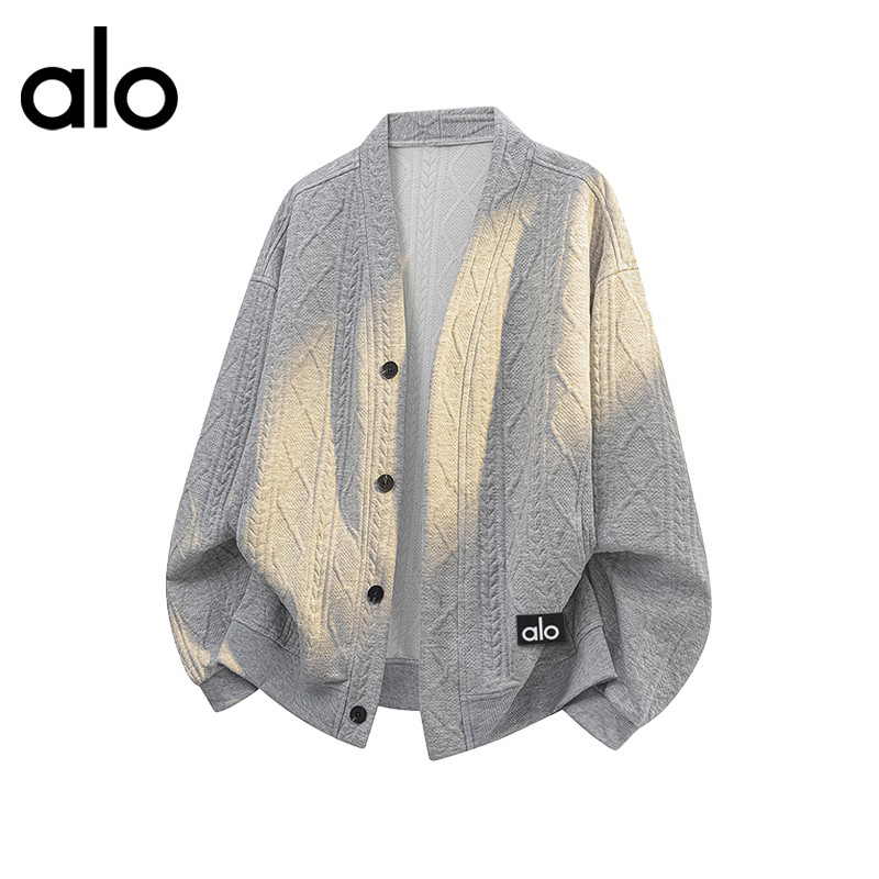 官方奥特莱斯】alo潮牌 美式菱形提花开衫夹克男款秋冬季休闲外套