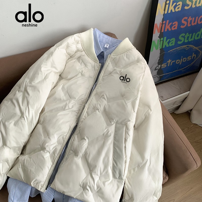 官方奥特莱斯】菱形格棒球领棉服外套秋冬季保暖加厚男女纯色棉衣