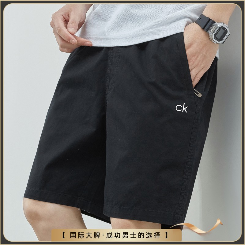 ck正品【海外撤柜】夏季男直筒短裤中青年休闲薄款纯棉百搭五分裤