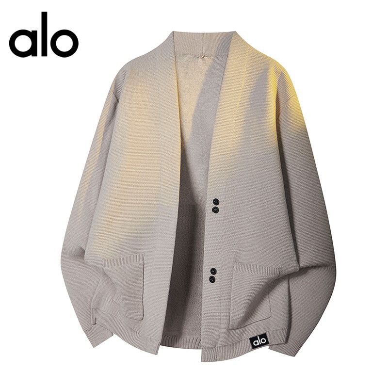 官方奥特莱斯】alo潮牌 美式百搭简约针织衫开杉情侣慵懒风毛衣男