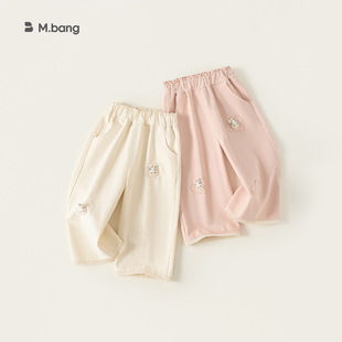 邦选湖州织里童装女童裤子春季新品卡通小兔儿童休闲裤小童直筒裤