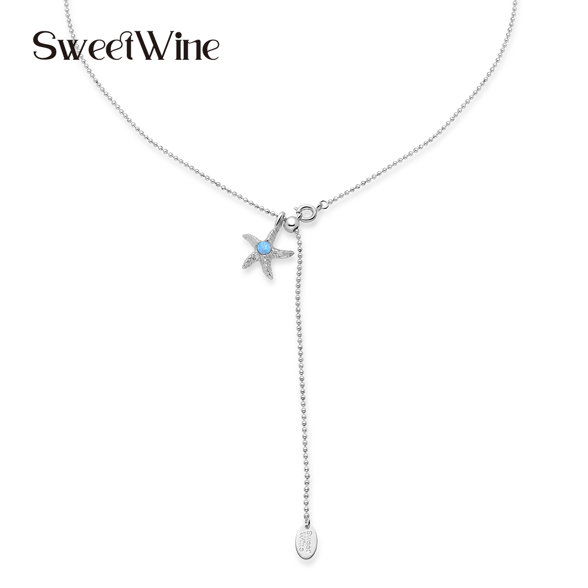 SWEET WINE 甜酒 【夏日海滩】蓝色欧泊石海星吊坠项链可调节