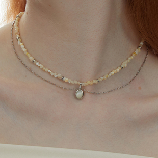 WINE沙砾贝母双层项链原创设计轻奢 SWEET 张雅琪花少同款