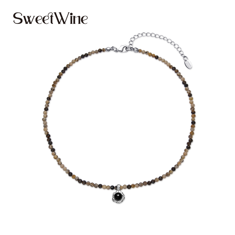 sweetwine黑玛瑙串珠度假项链