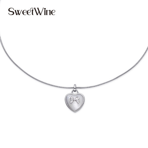 SweetWine蝴蝶结爱心吊坠项链