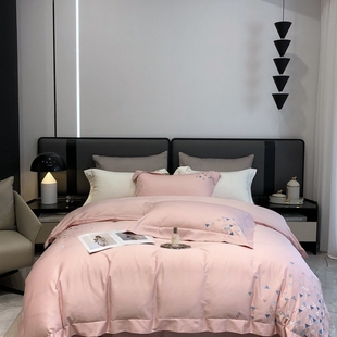 2024新款100支四季款绣花长绒棉四件套高支高密海门叠石桥家纺