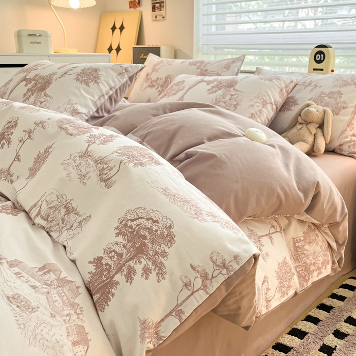 2025新款纯棉加厚磨毛印花四件套活性印染亲肤海门叠石桥家纺