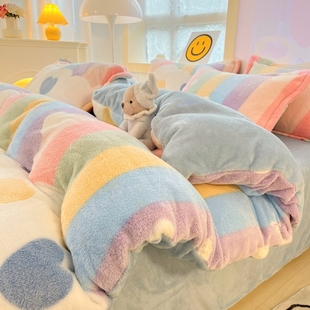 海门叠石桥家纺2026新款立体雪花绒卡通四件套保暖顺滑抗静电