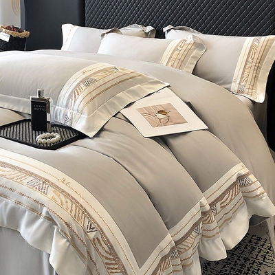 2025新款A类100支长绒棉磨毛刺绣四件套秋冬加厚纯棉全棉叠石桥