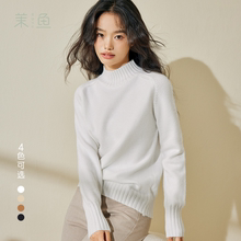 2025秋冬半高领毛衣女宽松外穿加厚内搭黑白色打底针织衫上衣